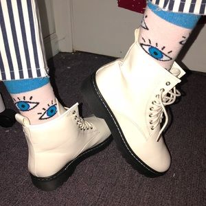 White combat style boots